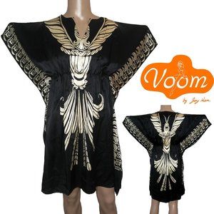 Anthropologie Black and Gold Midi Dress